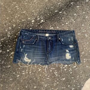 Abercrombie & Fitch Dark Blue Denim Skirt with Embroidered Waistband